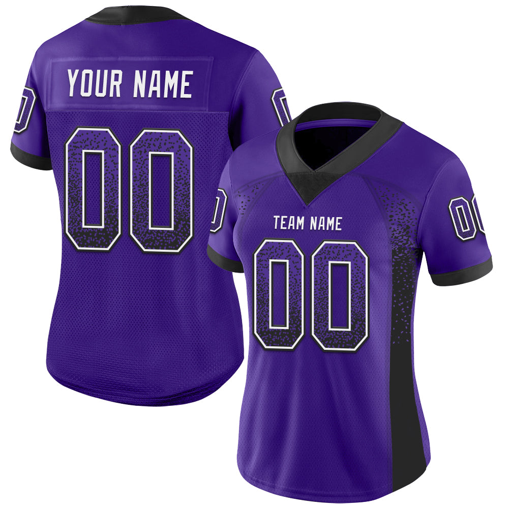 Custom Purple Black-White Drift Fashion Football Jersey